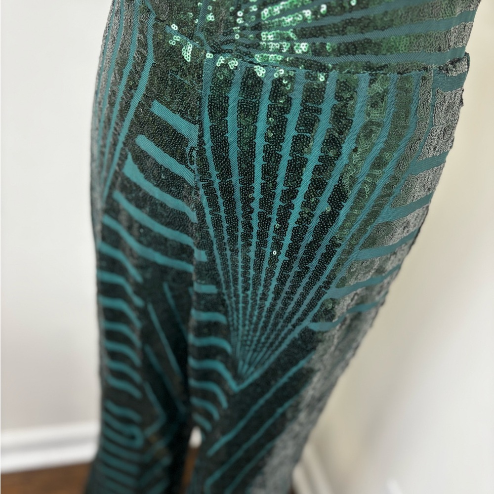 Green Sequin Patterned Pants 2x - image 3